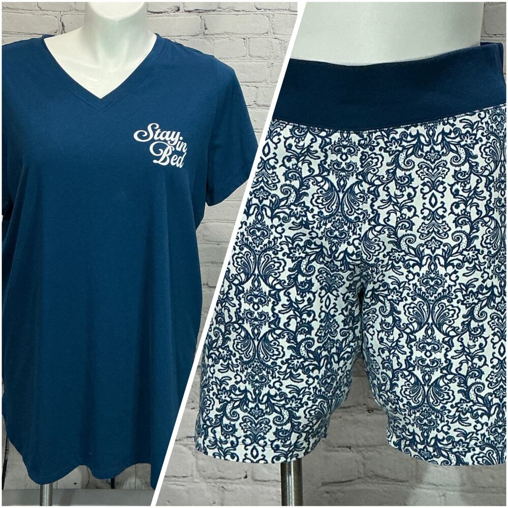 Cacique Women’s Comfy Cotton Tee & Bike Short PJ Set (Size 18/20)
